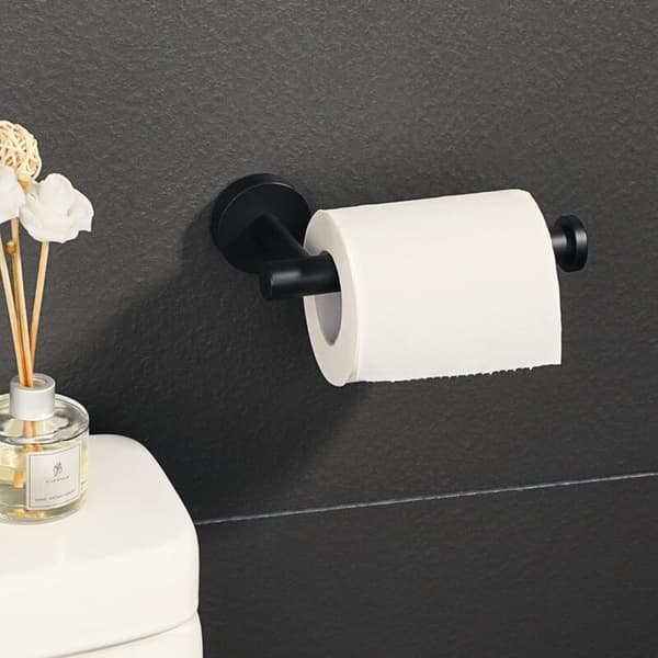 Toiletpapirholder i rustfrit stål Sus 304, vægmonteret, mat sort, til badeværelse og køkken