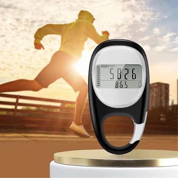 Bærbar 3D Skritteller med Klips, Elektronisk Pedometer Kompatibel med Ulike Merker[JUN]
