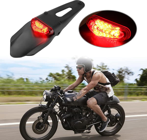 Motorsykkel LED-baklys med sprutskjerm, baklys for