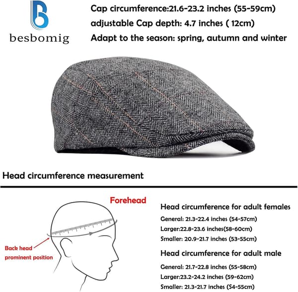 Herre Beret Flat Cap Golf Kjøring Newsboy Lue Flat Cap - Ullfilt