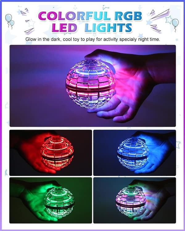 Flygende ball, Mini boomerang drone, UFO opplyst fly med LED-lys
