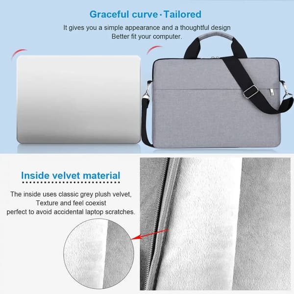 Laptop Bag Waterproof Canvas 15.6-inch Grey