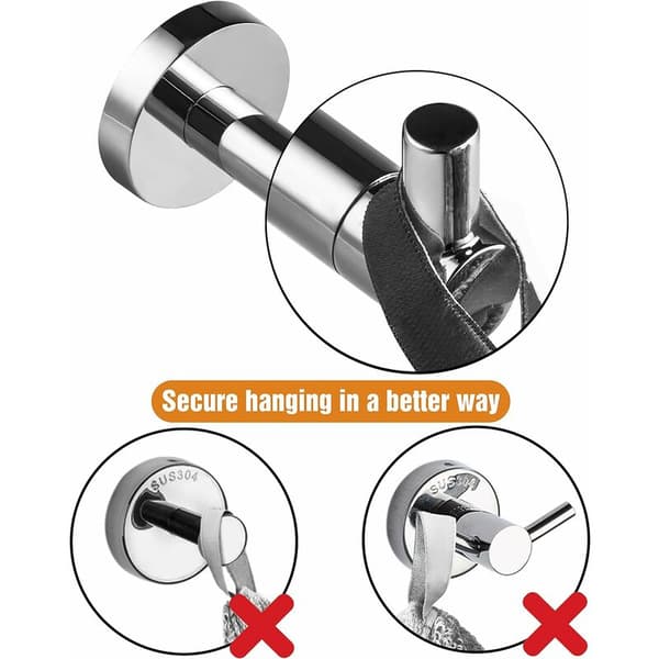 Chrome Bathroom Towel Hooks Wall Mounted Polished Chrome Heavy Duty Premium SUS 304 Stainless Steel Rustproof 1-Pack