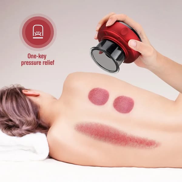 Massageapparat utrustad med skrapning, koppning och rödljusvärmefunktioner (blå)