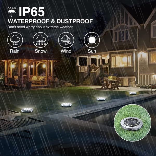 4 stk varmhvit utendørs solcellelampe, gabless utendørs solcellelampe, 8LED utendørs solcellelampe hage, utendørs solcelle-spotlight IP65 vanntett