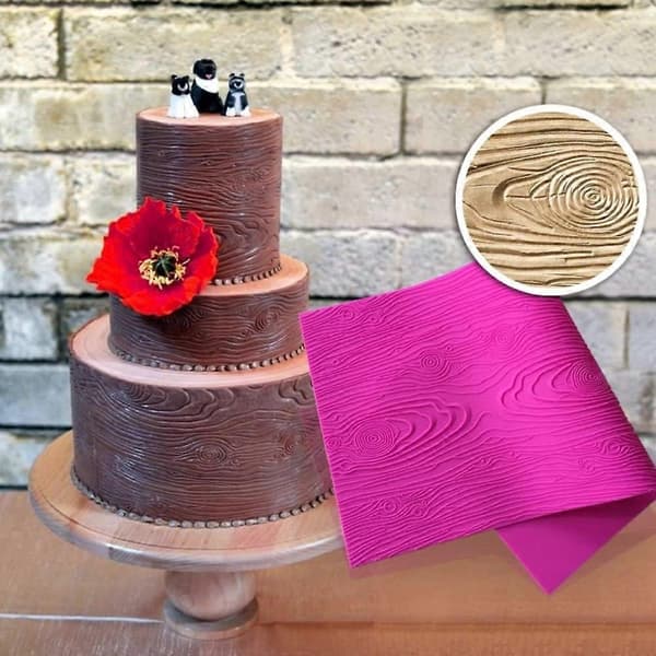 Treimitasjon Fondant Impressionsmatte Silikon Kakeblondeform Kake Teksturmatte Rosa BLM-23