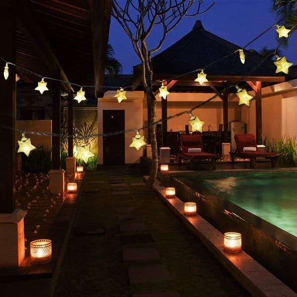 Star-shaped string lights with 6M 40 LED decorative lighting for anywhere (Warm White)