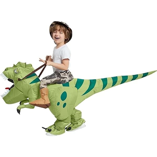 Oppblåsbart dinosaurkostyme T-Rex – Morsomt kostyme til utkledningsfest og Halloween for barn