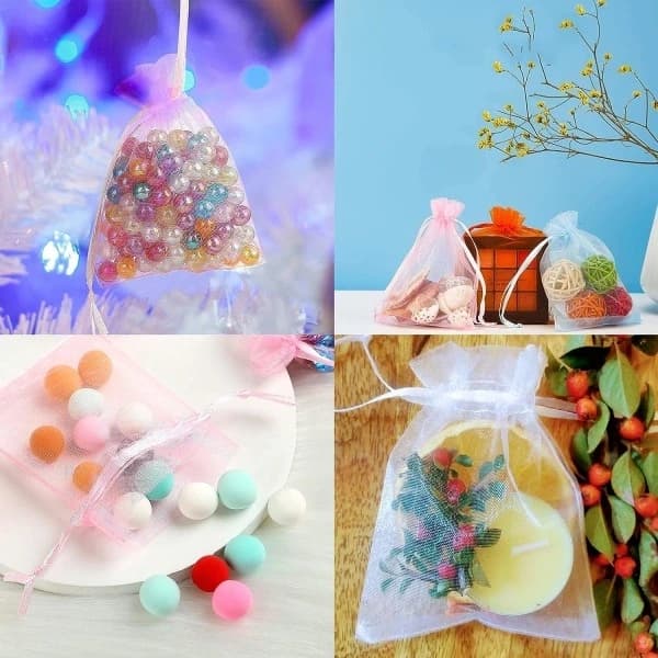 Organzapåse, organza presentpåse, smyckespåse, bröllopspåse, ljusblå