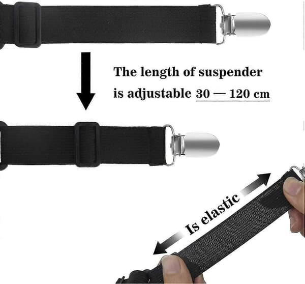 8 stk (30 cm til 120 cm) Justerbare lagenstropper, justerbare strammere, passer til alle senge og madrasser, sort