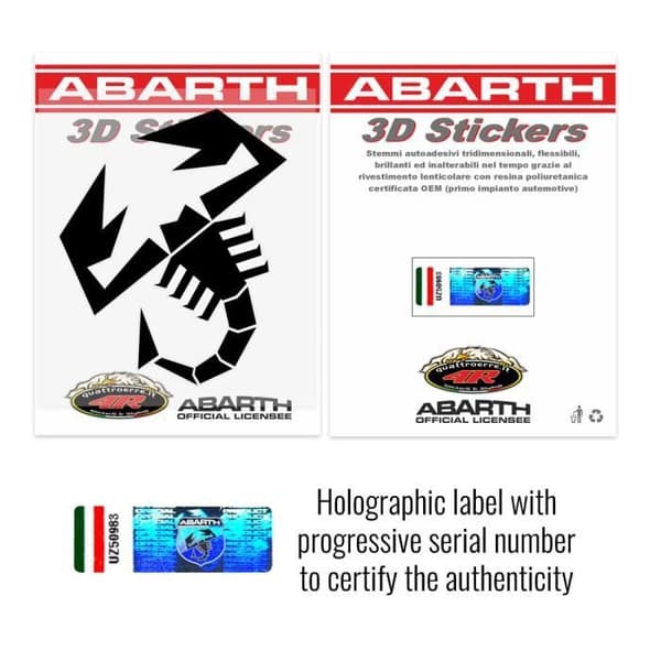 Dekal - Abarth - Skorpion Svart - 120 mm - Hög Definition - Väderbeständig