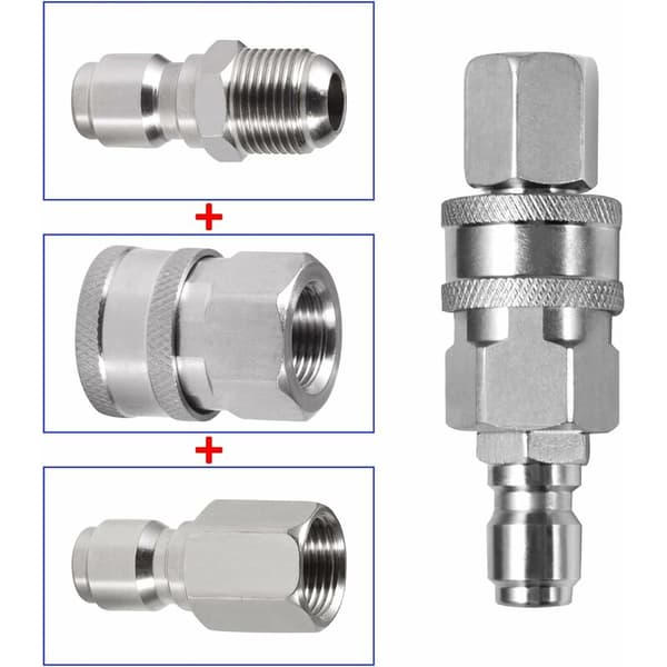 6-pack trycktvättslangadapter med 9,5 mm han- och honkopplingar i rostfritt stål för vardagliga högtryckstvättar, 5000 PSI