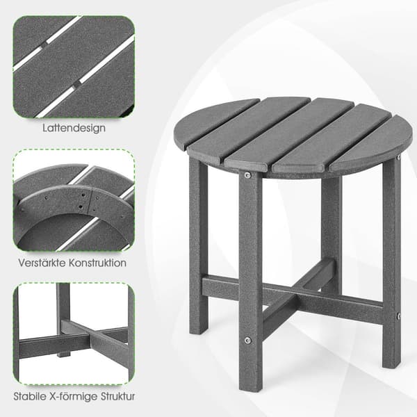 Outdoor Side Table, Weather-Resistant HDPE, 46 cm, Grey