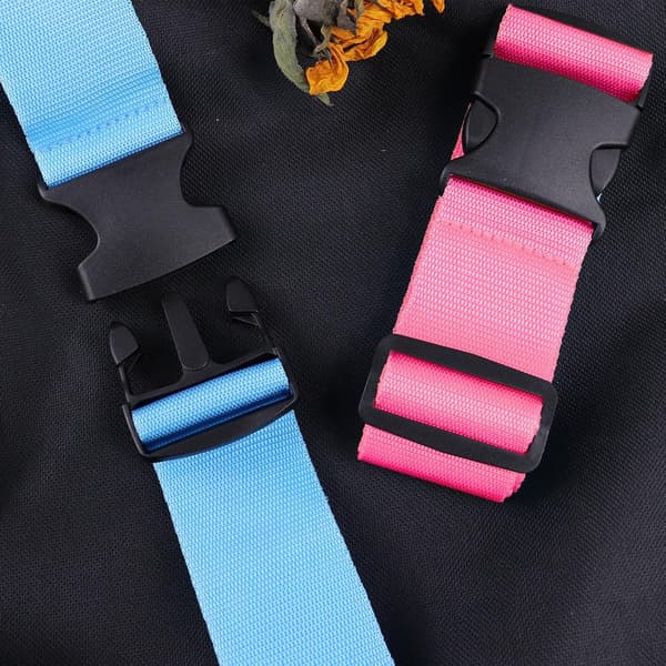 Suitcase belt with quick-release buckle, adjustable black suitcase straps for suitcase luggage (blue+pink+orange+green, 4 pcs set)
