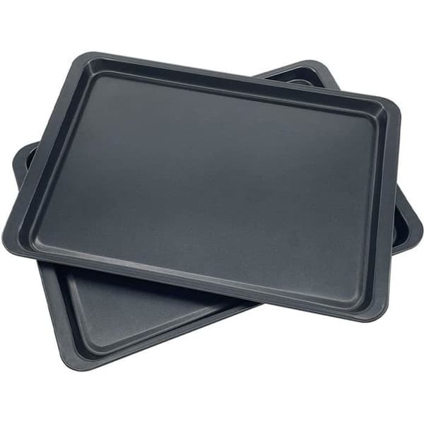 Set med 2 non-stick bakplåtar, rektangulära bakplåtar för ugn och grill, 37x25,5x1,6cm