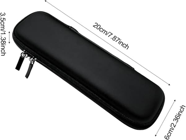 Hard Shell Pen Case, Waterproof Pencil Case - Multifunctional Black Zipper Pouch for Stylus, Executive Pens, Data Cables