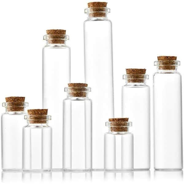 16 pcs 8 ml Small Glass Bottles with Cork, Decorative Bottles, Mini Bottles, Cute Storage Jars, 22 x 40 mm