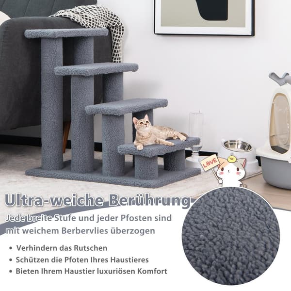 Kattetrappe klatretræ kattetrappe til katte op til 25 kg 61 x 41 x 60 cm grå