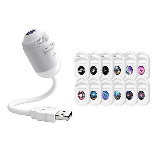 12-i-1 USB HD Galaxy Star Projection Lamp Night LED Atmosphere Light Plug & Play Star Projector LED Night Light White