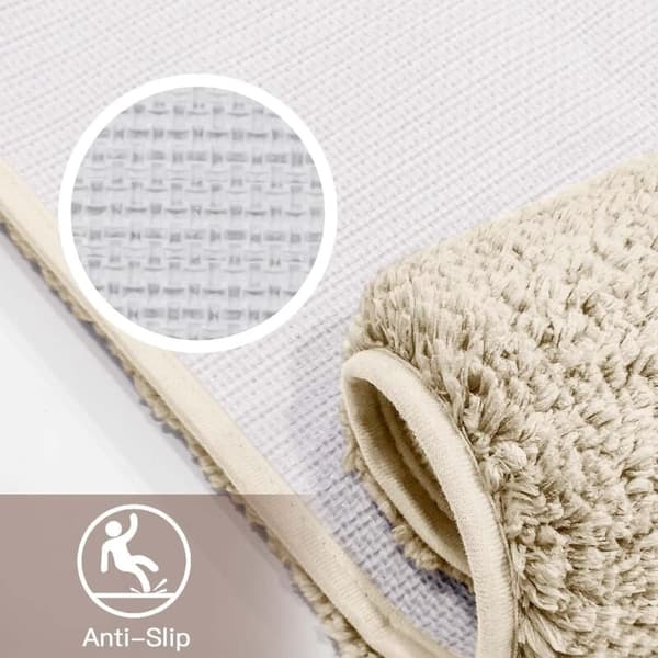 Myk Absorberende Sklisikker Baderomsmatte, 50x80 cm, Beige, Vaskbar, Hudvennlig