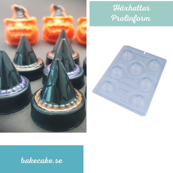 Pralinform Heksehatter Sjokoladeform - Halloween - BWB 9645 - 3-delt form Transparent transparent
