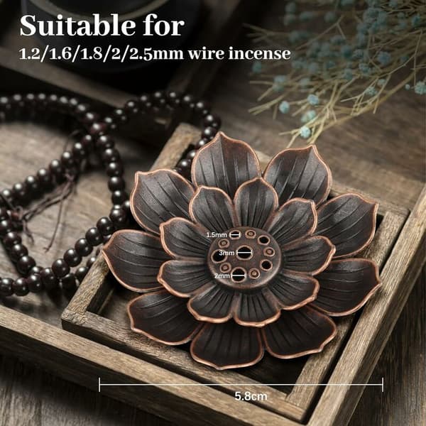 2-pack Lotus Incense Holders, Incense Stand, 6 Holes with Ash Catcher, Stick Incense Burner