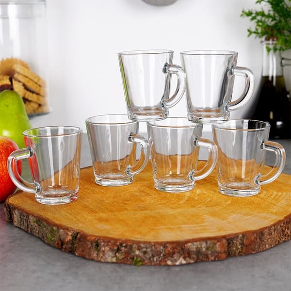 Sarja, 6 pientä lasia kahvalla espressolle, paksua lasia