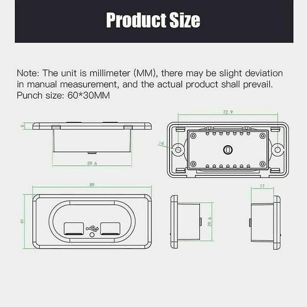 12/24v Kort Linje Dobbel 2 USB-uttaksmodul Lader Bobil Campingvogn