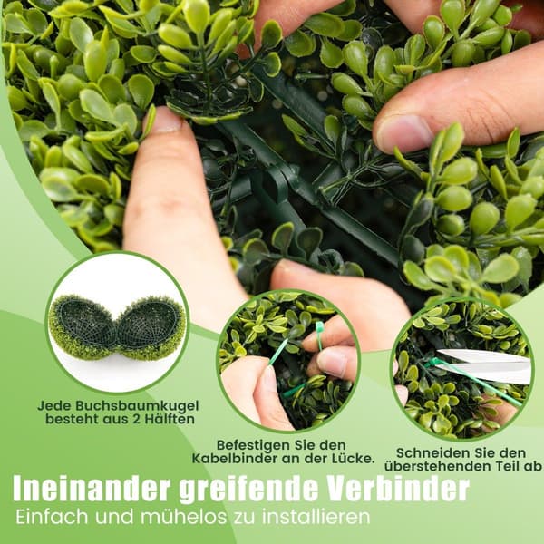 Sett med 2 buksbomkuler, 39 cm buksbomkuler, UV-bestandige, dekorative kuleplanter til hjemmet