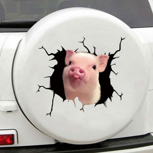 Funny Pig Crack Car Sticker Broken Window Static Sticker