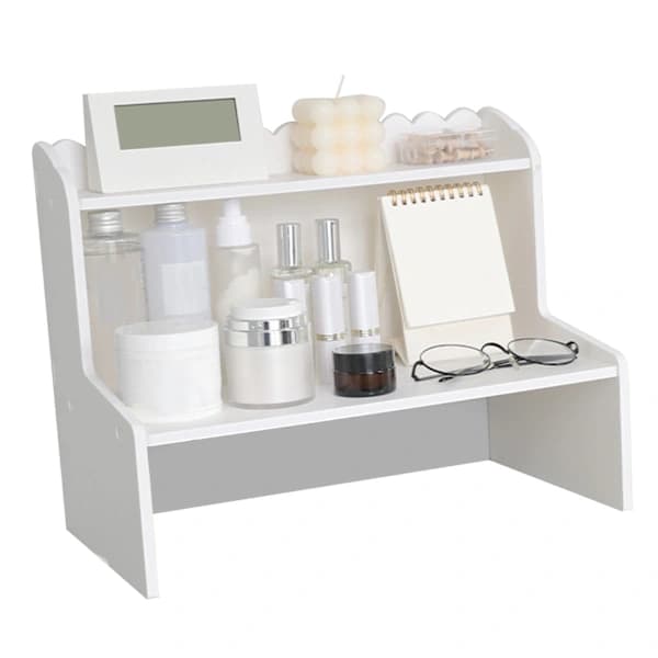 Wooden Display Desk Shelf Desk Multi-layer Storage Rack Mini Bookshelf Cosmetics Organizer S[CO]