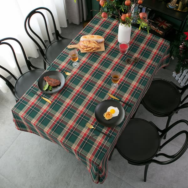 Juledug Vintage Grøn Ternede Dug, 140*180cm{FY}