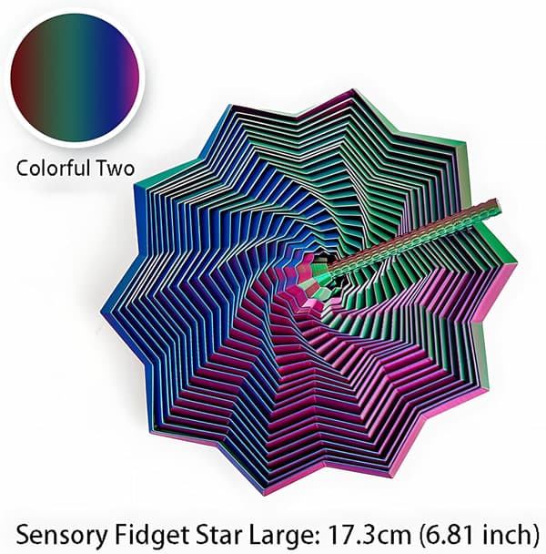 3D-Printed Expanded Sensory Fidget Star with Handle (Colorful 2, Large)