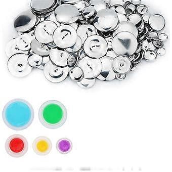 100 Pcs Button Covers, Button Cover Kit with 5 Different Sizes of Buttons and Tools to Make Your Own Button