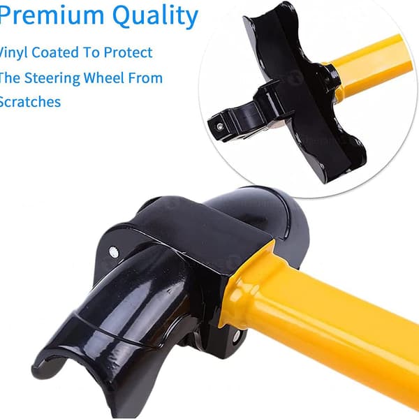 Car Safety Lock for Steering Wheel with Baseball Bat Design, Includes Two Keys and a Round Lock Cylinder. T-shaped for Easy Installation.