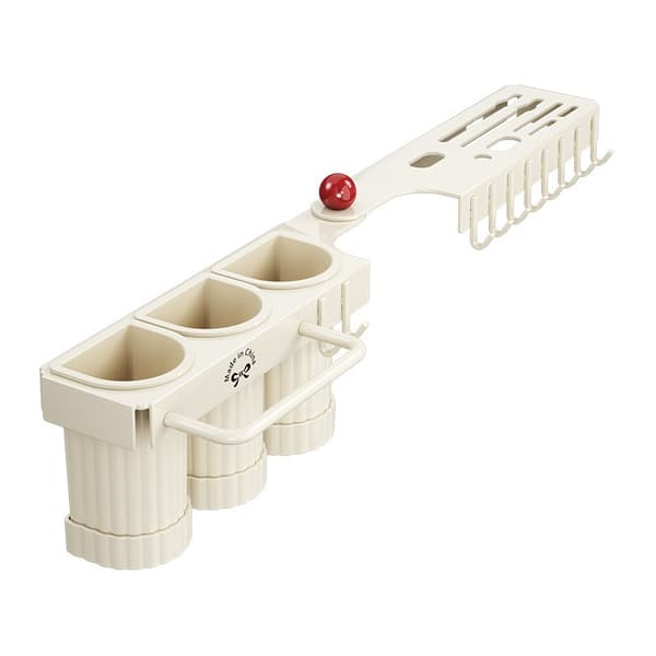 Wall-mounted knife holder and chopstick container, drill-free storage rack, single cup in cream, carbon steel, kitchen