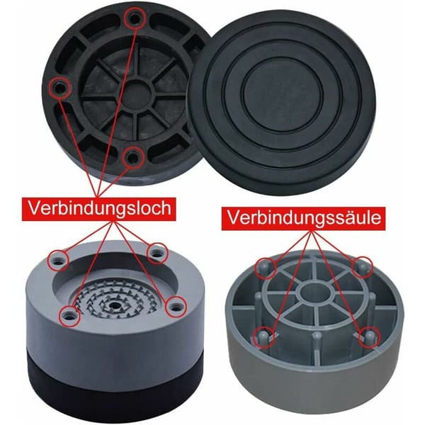 4 Pieces Anti-Vibration Pads Universal Washing Machine Anti-Vibration Pad Feet Stabilizer Base for Washing Machine Refrigerator
