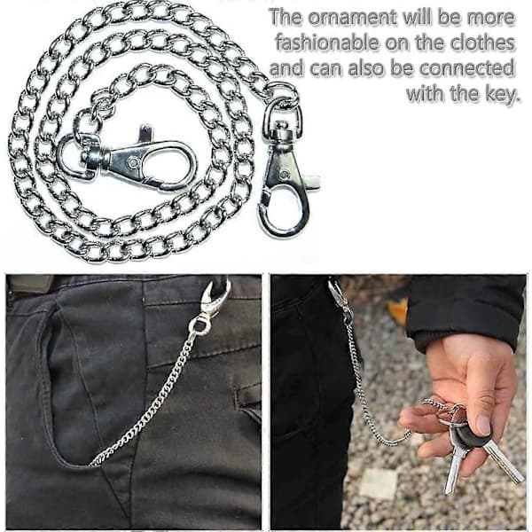Decorative Link Chain with Carabiner - Silver Metal Chain for Hat Costume Decoration