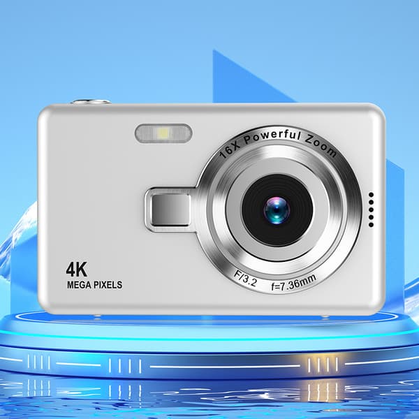 4K digitalkamera sølv med 64 GB-kort og OTG-adapter