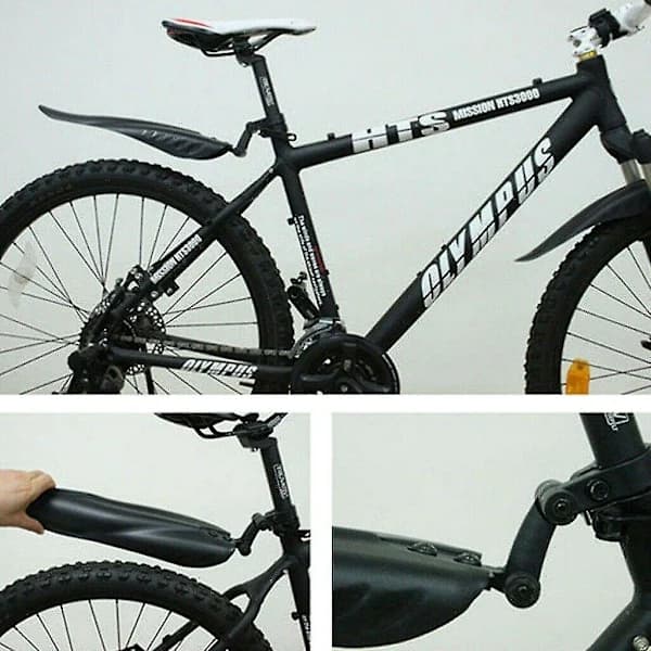 Universal Bicycle Mudguard Set Full Coverage Thickened Wide Plastic Fenders For Most Bikes Black
