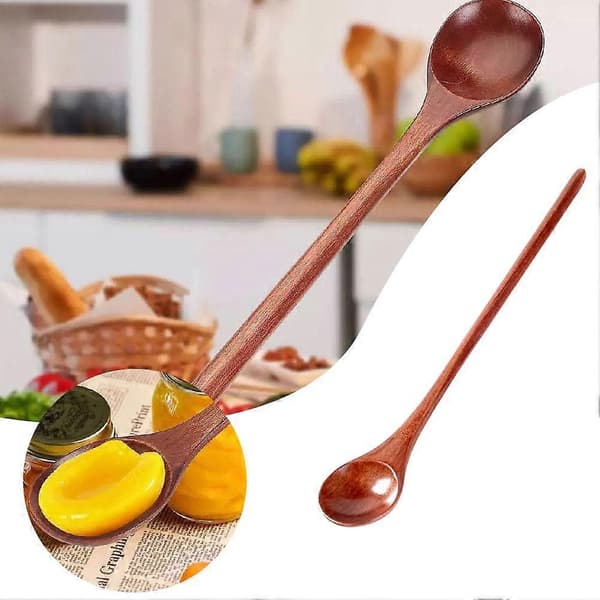 Long Handle Wooden Spoon for Honey, Mini Coffee Spoon with Thin Handle, Stirring Spoon, Household Small Spoon, Wooden Spoon