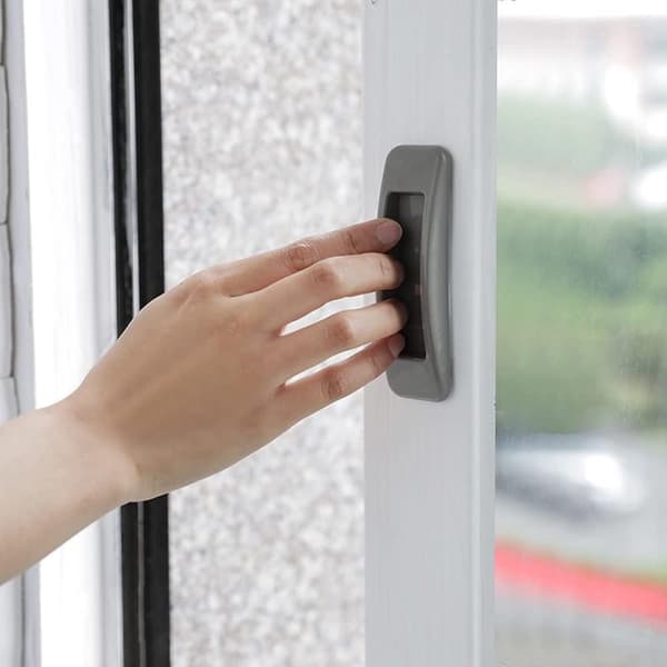 Self-adhesive sliding door handle, gray, no drilling, for kitchen and bathroom, 4 pieces