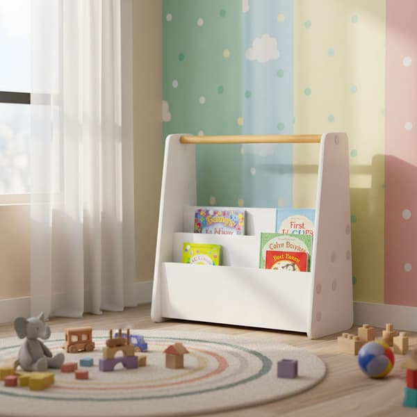 Montessori børnereol, 3-lags hvid MDF-organisator