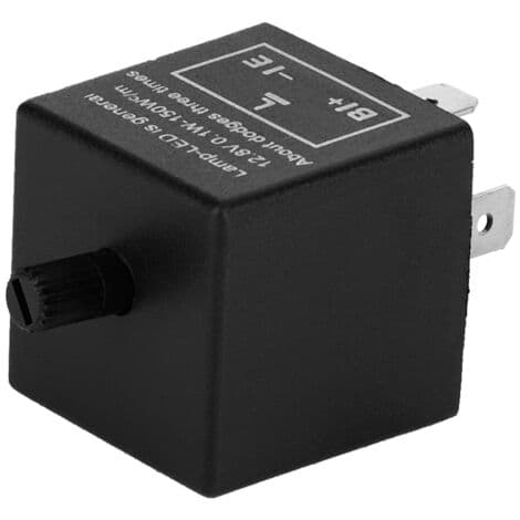 12V Justerbart LED Blinkrelæ – 3-benet – Kompatibelt med standard- og LED-pærer – Nem installation i biler