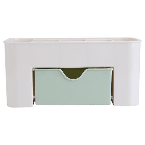 Multifunctional Desktop Organizer with Drawer, Stationery Holder, Makeup Storage Box, Home, Green
