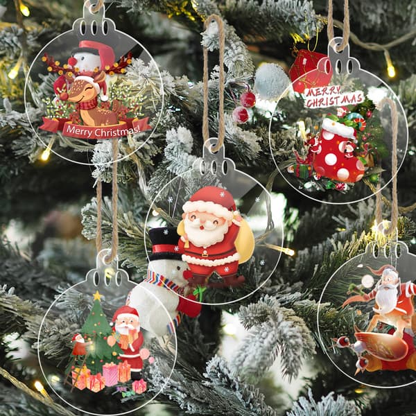 30 Pieces White Christmas Plates - Round 2, Christmas Tree Pendant