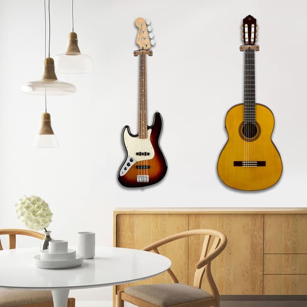 Gitarveggfeste, autolås gitarvegghenger gitarholder hardt trebase i gitarform gitarkrok for akustisk