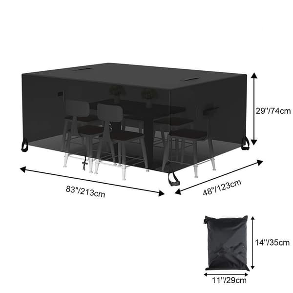 Størrelse 123*123*74cm, Sort kvadratisk havebordsovertræk - 60