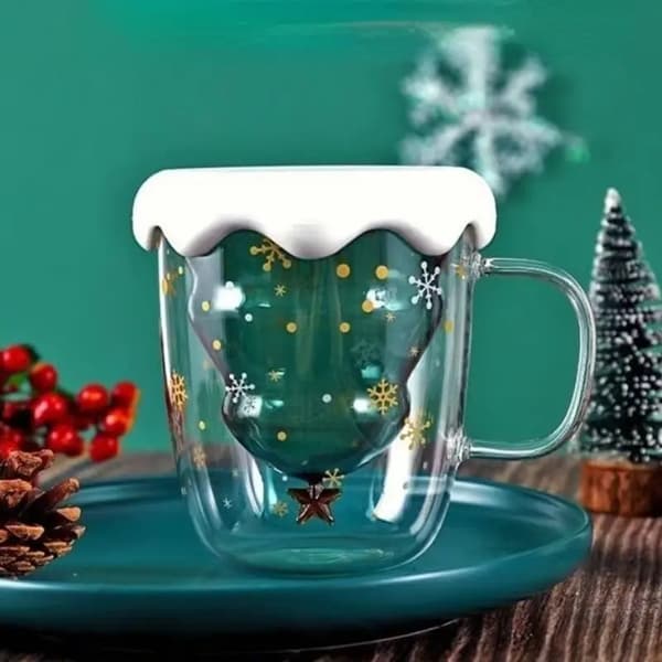 Christmas Tree Cute Star Wish Cup, Creative Double-Layer Christmas Glass