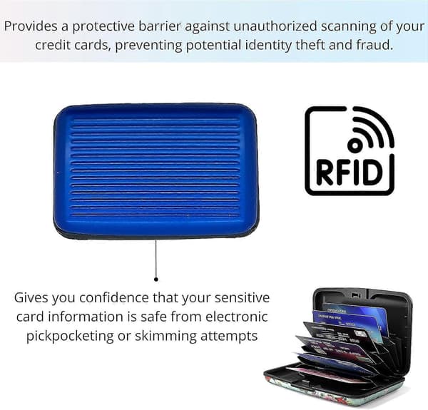 Aluminium Credit Card Holder Security Wallet Case Protection Travel (Dark Blue)